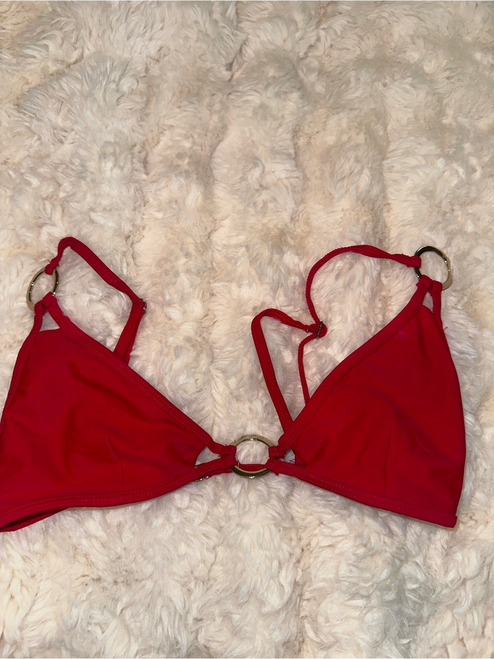 Red Women's Ring-Accent Triangle Bikini Top